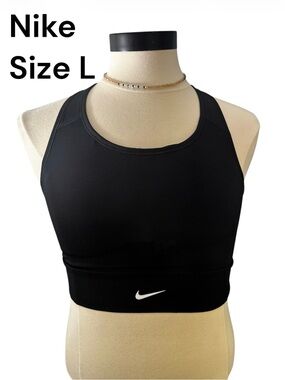 Nike Black Sports Bra with White Swoosh Logo